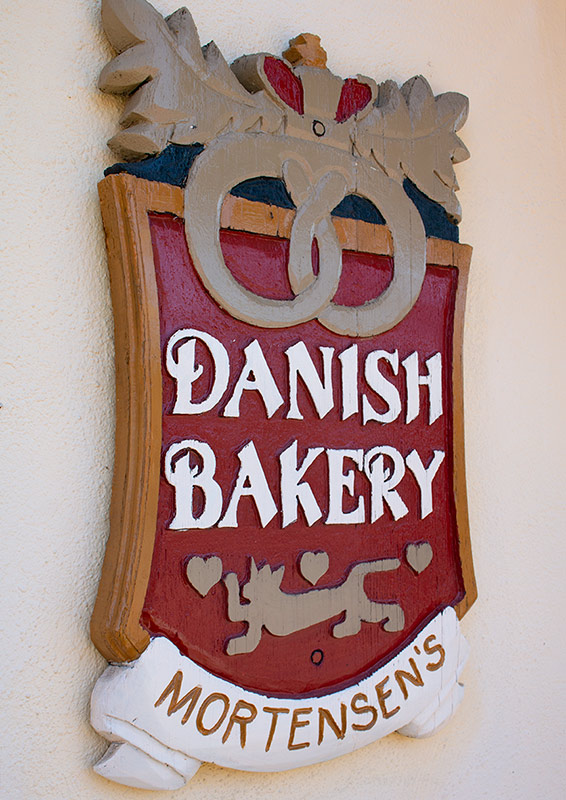 Mortensen's Danish Bakery sign on restaurant